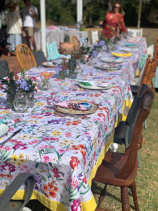 Orchid Bloom weighted tablecloth