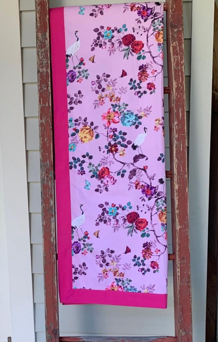 Pink Blossom weighted tablecloth