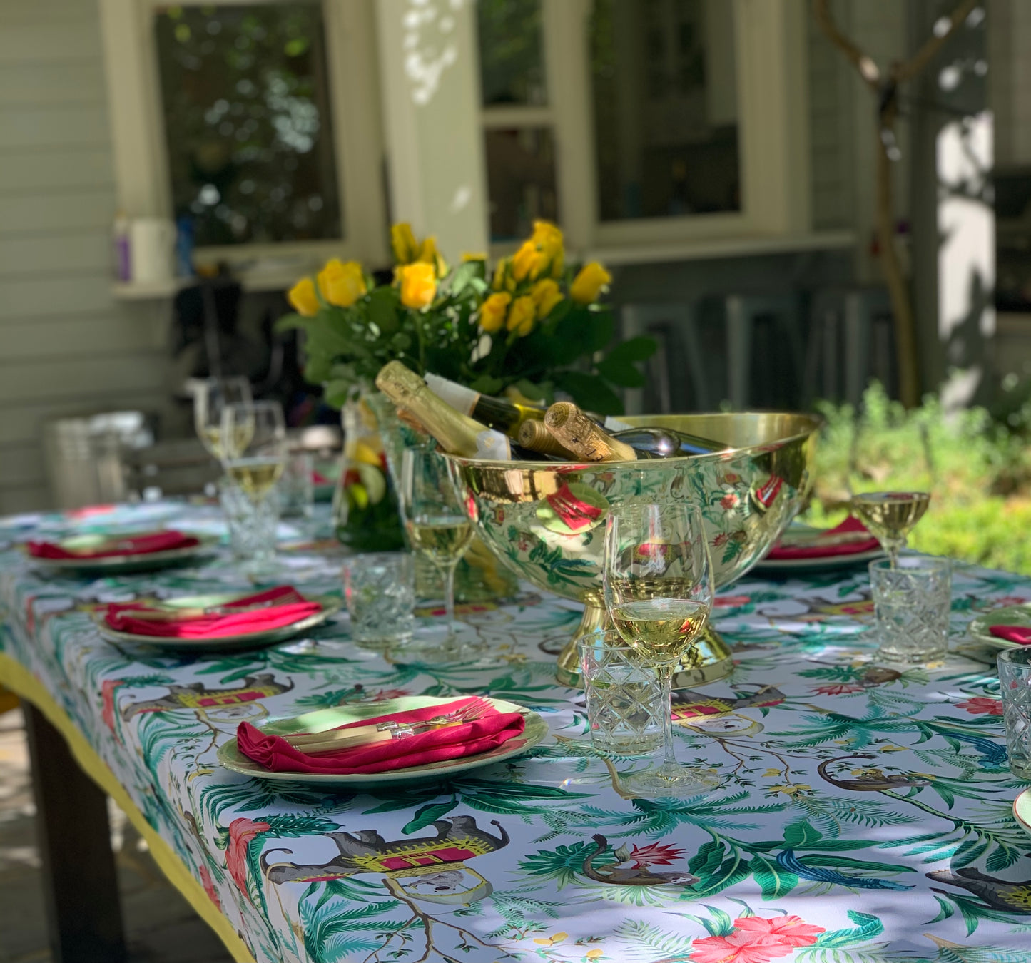 Babar & Monkey Business weighted tablecloth